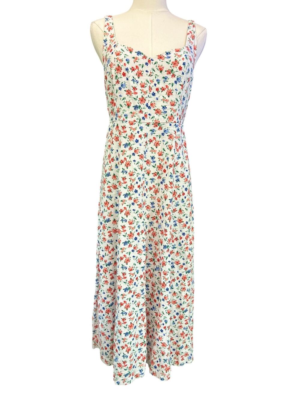 Old Navy Midi Dress Baby Doll Linen Blend 90's Ditsy Floral Y2K SZ SM Smock Boho